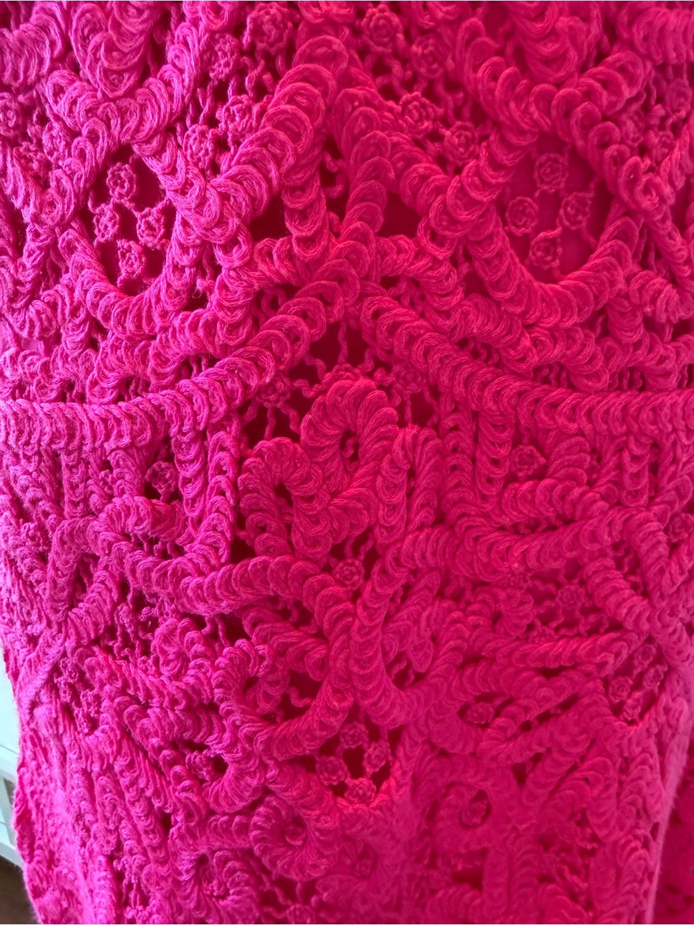 Lilly Pulitzer Hot Pink Crochet Flattering V-Neck Dress - Picture 4 of 7